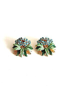 Hollycraft 1953 enamel flower clip-on earrings